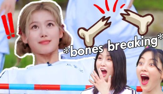 TWICE breaking their backs for a game of limbo for 6 minutes straight