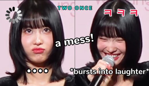 momo getting flustered at japan press conference 😂